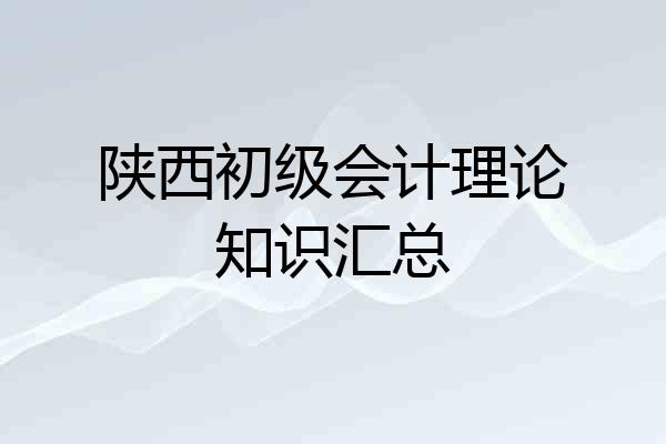 陕西初级会计理论知识汇总