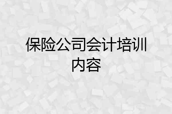 保险公司会计培训内容
