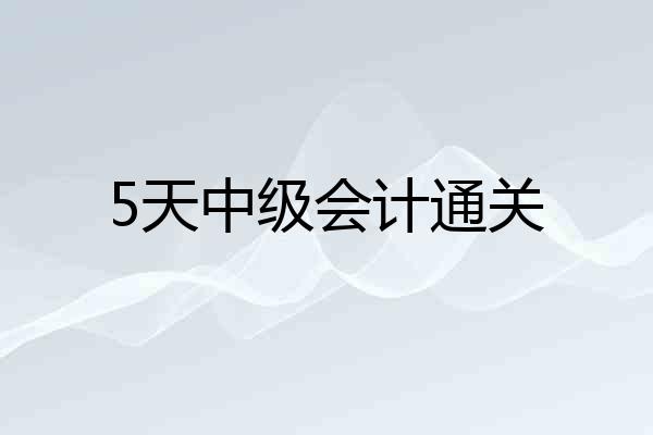 5天中级会计通关