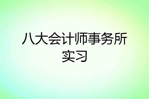 八大会计师事务所实习