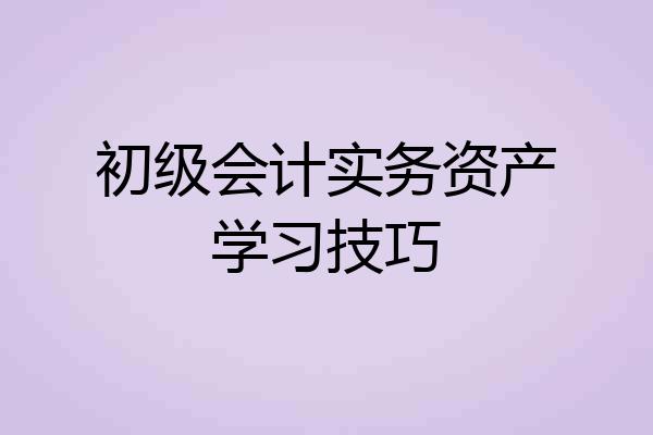 初级会计实务资产学习技巧