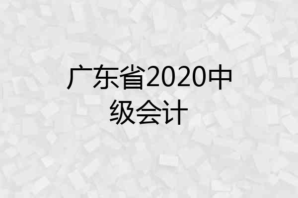 广东省2020中级会计