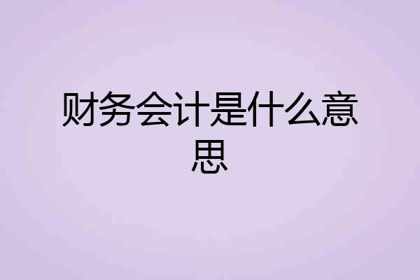 财务会计是什么意思