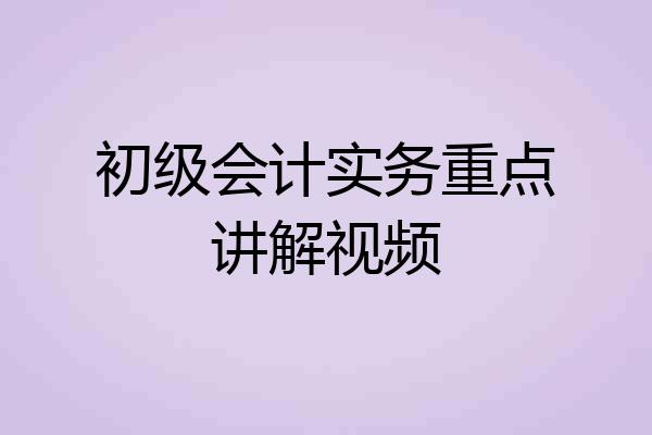 初级会计实务重点讲解视频