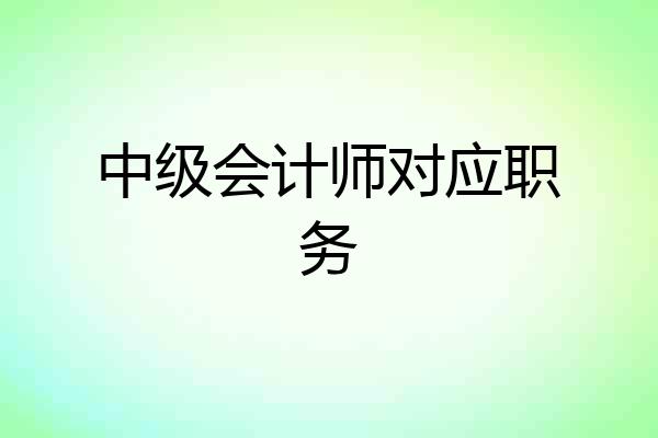 中级会计师对应职务