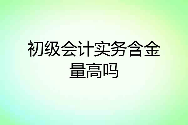 初级会计实务含金量高吗