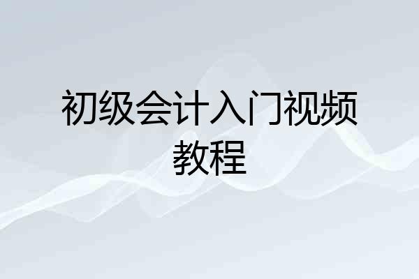 初级会计入门视频教程