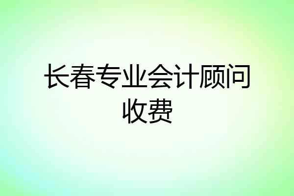 长春专业会计顾问收费