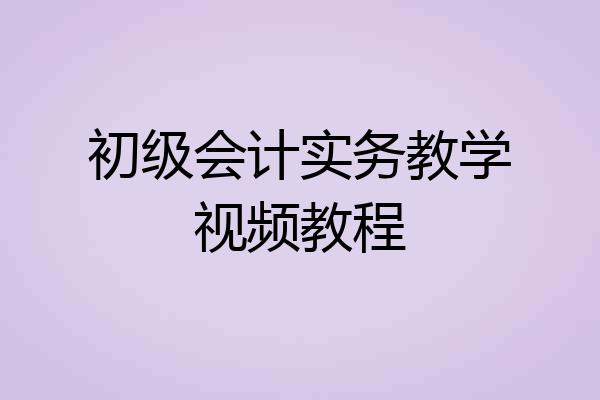 初级会计实务教学视频教程