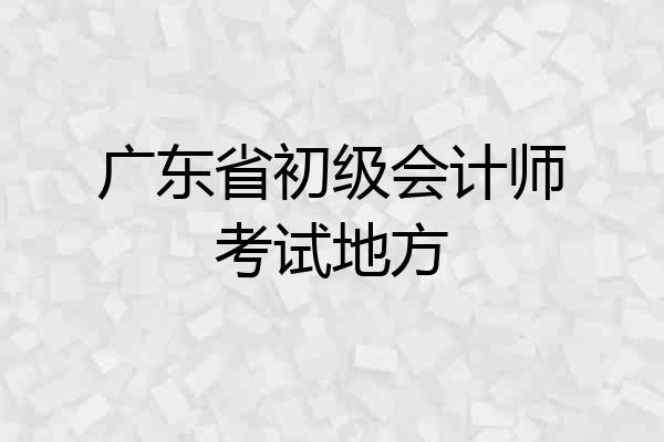 广东省初级会计师考试地方