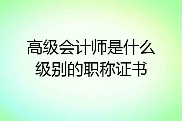 高级会计师是什么级别的职称证书