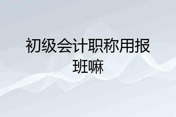 初级会计职称用报班嘛