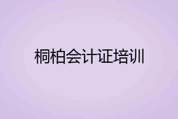 桐柏会计证培训