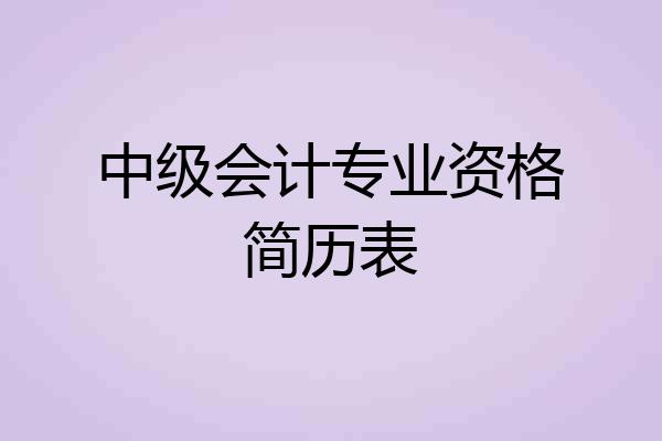 中级会计专业资格简历表