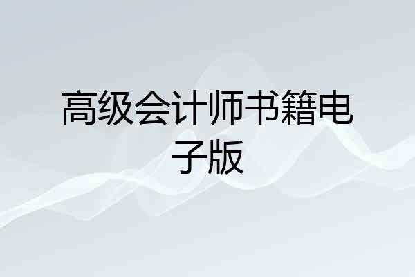 高级会计师书籍电子版
