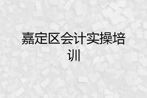 嘉定区会计实操培训