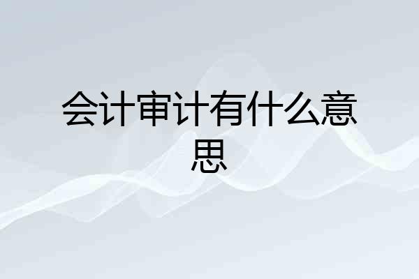会计审计有什么意思