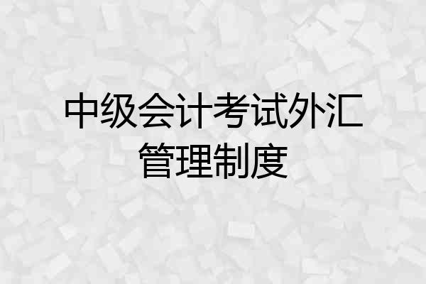中级会计考试外汇管理制度