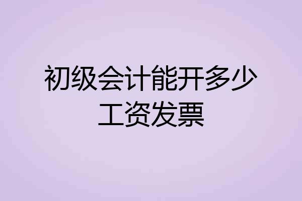 初级会计能开多少工资发票