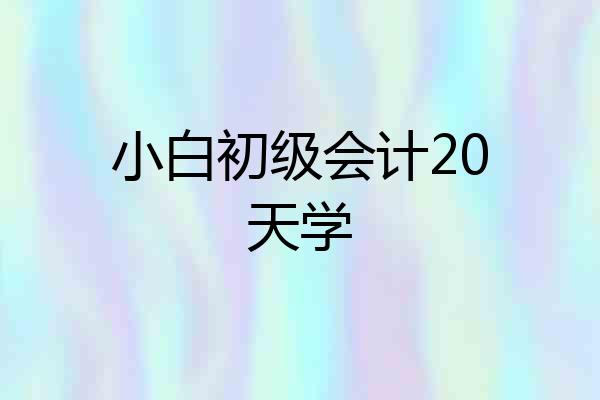 小白初级会计20天学
