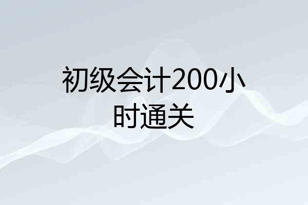 初级会计200小时通关