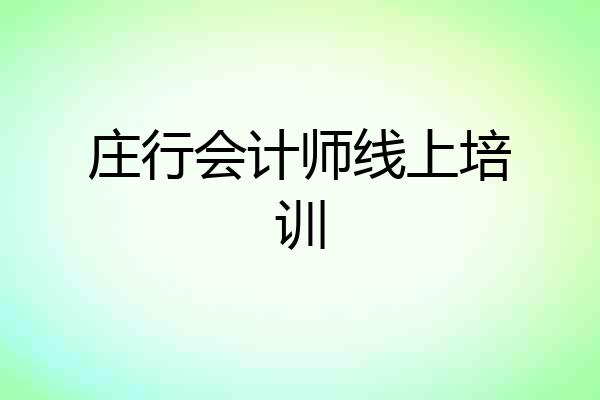庄行会计师线上培训