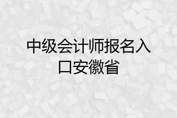 中级会计师报名入口安徽省