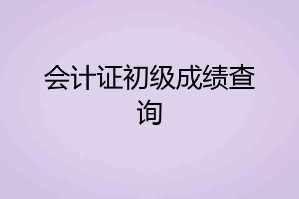 会计证初级成绩查询