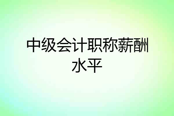 中级会计职称薪酬水平