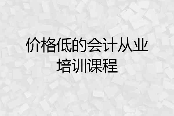 价格低的会计从业培训课程