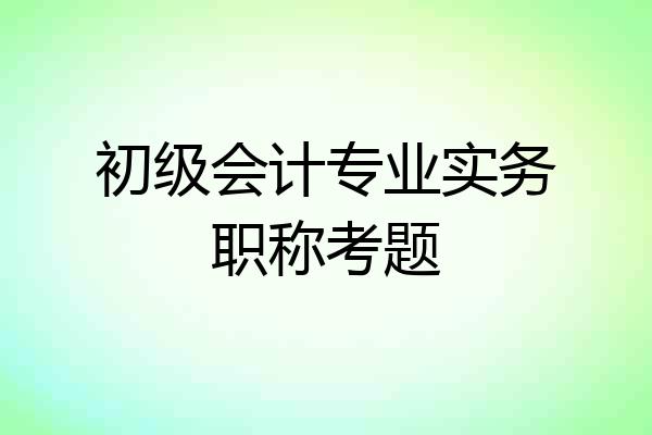 初级会计专业实务职称考题