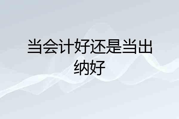 当会计好还是当出纳好