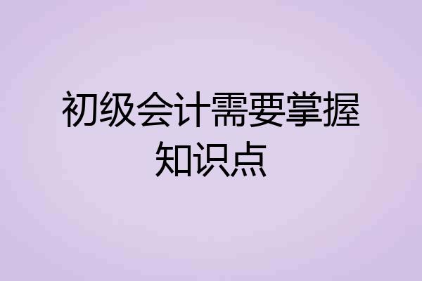 初级会计需要掌握知识点