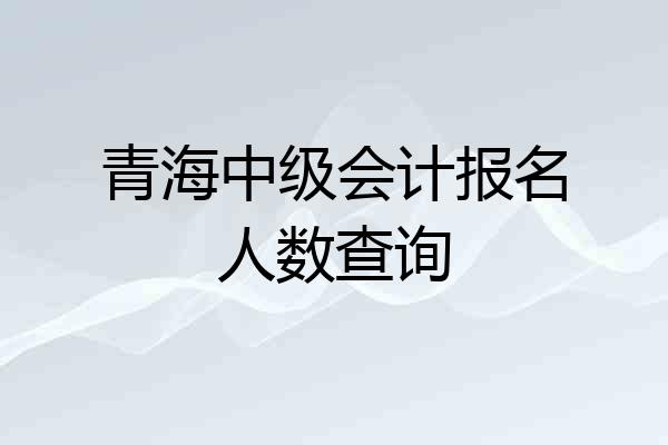 青海中级会计报名人数查询
