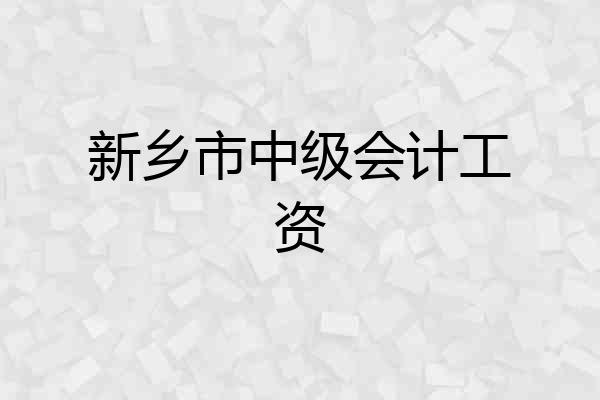 新乡市中级会计工资