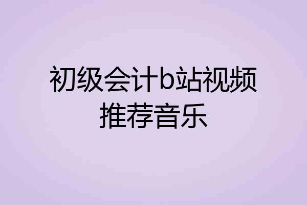初级会计b站视频推荐音乐