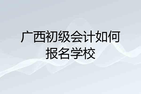 广西初级会计如何报名学校