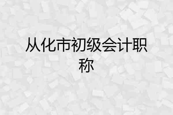 从化市初级会计职称