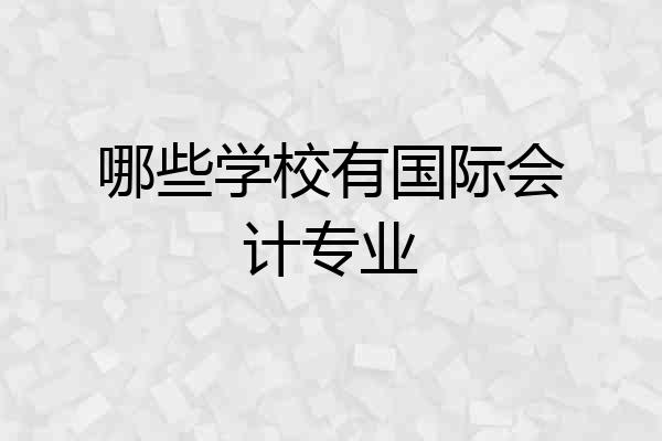 哪些学校有国际会计专业