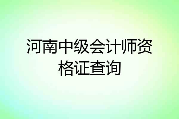 河南中级会计师资格证查询