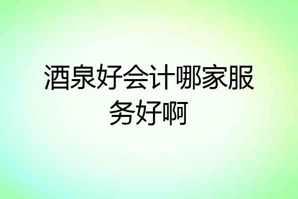 酒泉好会计哪家服务好啊