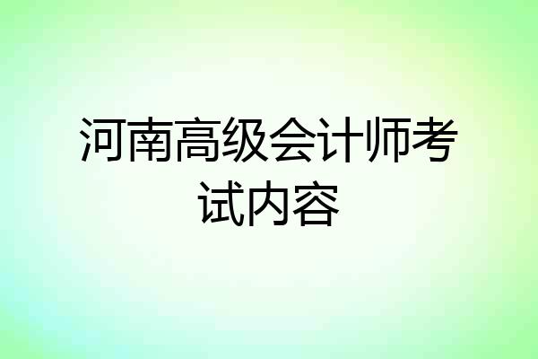 河南高级会计师考试内容