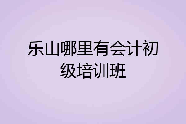 乐山哪里有会计初级培训班