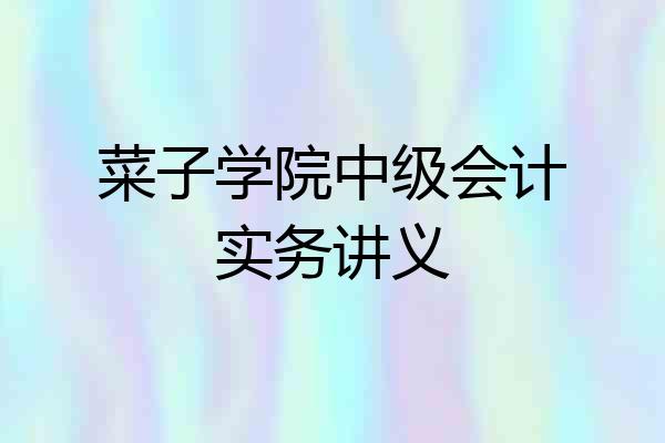 菜子学院中级会计实务讲义