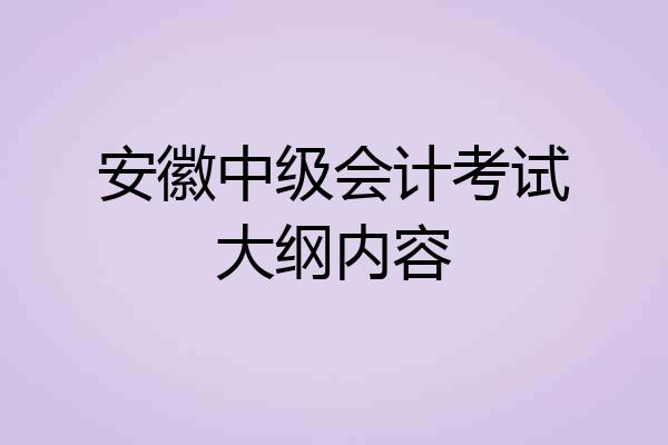 安徽中级会计考试大纲内容