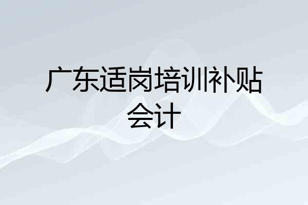 广东适岗培训补贴会计