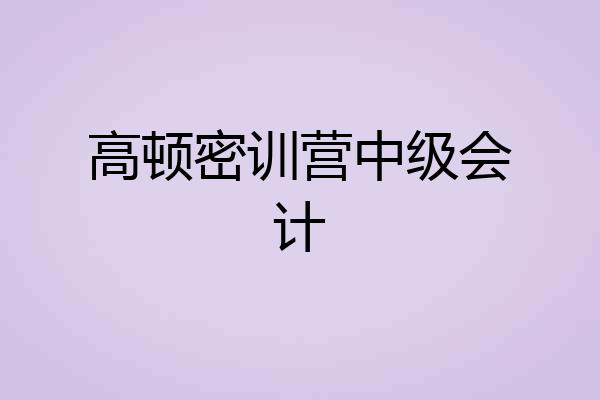 高顿密训营中级会计