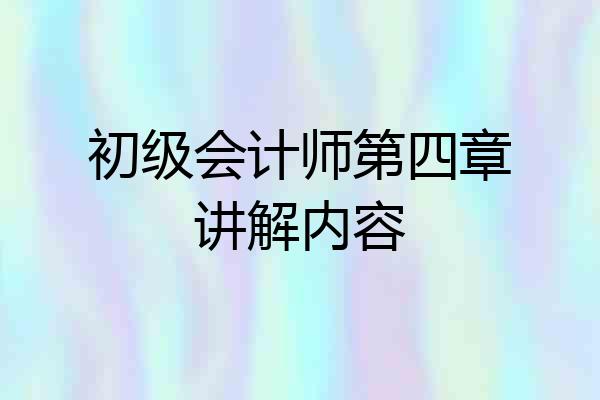 初级会计师第四章讲解内容