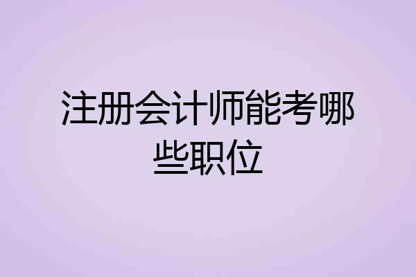 注册会计师能考哪些职位