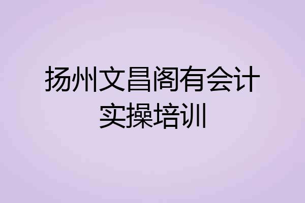 扬州文昌阁有会计实操培训